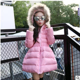 HH Winter jackets girls Long Coat Fur Hooded Children's Jackets Thick down Parka Fashion Kids Girls Clothes Outerwear 4 10 Years