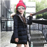 HH Winter jackets girls Long Coat Fur Hooded Children's Jackets Thick down Parka Fashion Kids Girls Clothes Outerwear 4 10 Years