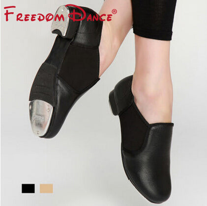 Professional Children Tap Dance Shoes Elastic Band Genuine Leather Slip on Clogging Tap Dancing Shoes for Teenagers Students