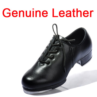 Brand Natural Leather Clogging Tap Shoes For Men And Women Lace Up Size  EU34-EU45 Jazz Clogging Shoe Excellent Free Shipping