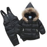 Autumn - winter baby coats kids girls Jacket + pants overalls suit Raccoon Fur Infant clothes for boys clothing 1-4 years old