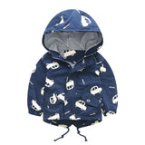 70-120cm Spring Boys Girls Jacket Kids Outerwear Cute Car Windbreaker Coats Fashion Print Canvas Baby Children Clothing oyfy