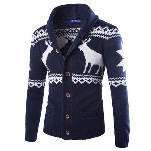 2015 New Fashion Winter Christmas Sweaters Men Cardigan Single Breasted Casual Slim Mens Sweaters With Deer Pattern Knitwear