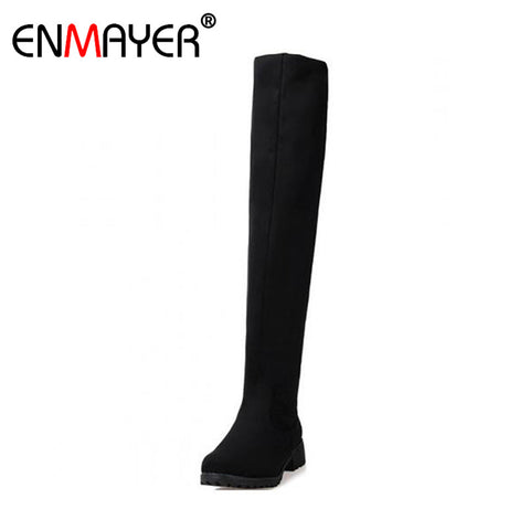 ENMAYER Motorcycle Boots Winter New Over Knee High Boots Sexy Fashion Boots for Women Sexy Snow Long Knight Boots Winter Shoes