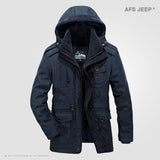 AFS JEEP Winter Jacket Men Windproof 2017 Single Breasted Solid Hood  Warm Coat Thick Cotton-Padded Famous Brand Thicken Parkas