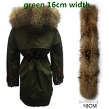 Soperwillton New 2017 Winter Jacket  Women Real Large Raccoon Fur Collar Thick Loose size Coat outwear Parkas Army Green #A050