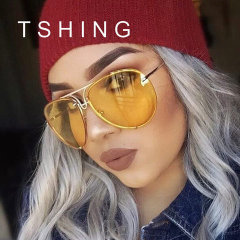 TSHING Fashion Oversized Sunglasses Women Men Brand Designer O Size Clear Ocean Gradient Glasses For Ladies