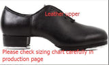 Cow Leather Or PU Low Heel Lace Up Adult Professional Tap Shoes Black Dance Shoes For Women