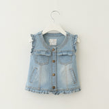 New 2016 Spring Autumn Baby Girls Denim vest for boys jeans jackets children O-neck waistcoat infant coat Toddler girls vest