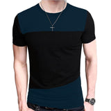 Fashion Men Slim Fit TShirt Mosaic Ocollar Short Sleeve Plus Size Casual T Shirt