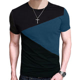 Fashion Men Slim Fit TShirt Mosaic Ocollar Short Sleeve Plus Size Casual T Shirt