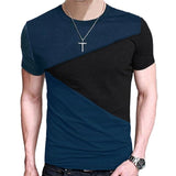 Fashion Men Slim Fit TShirt Mosaic Ocollar Short Sleeve Plus Size Casual T Shirt