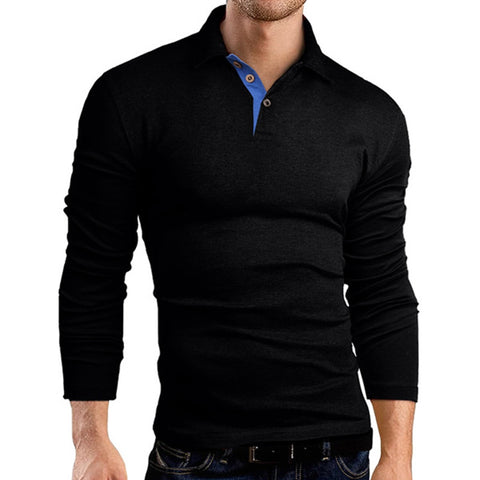 2017 New Brand Mens T Shirt Casual Long Sleeve Turn Down Collar Slim Fit Tops Tees Fashion Pullovers Tops