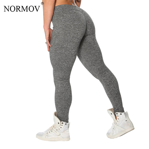 NORMOV S-XL 3 Colors Casual Push Up Leggings Women Summer Workout Polyester Jeggings Breathable Slim Leggings Women