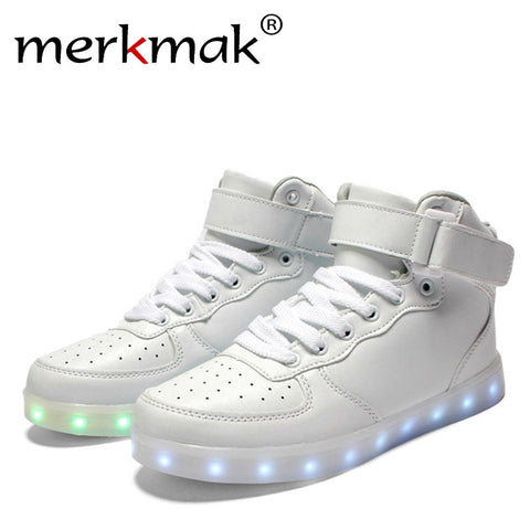 New 2017 Big Size 35-46 USB LED Light Shoes Men Male 7 Colors Glowing Fashion Led Shoes Flats High-top Adults Lumineuse Shoes