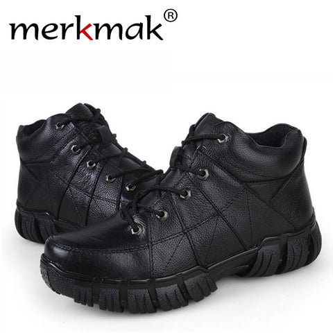 High Quality Genuine Leather Men Shoes Winter Men Ankle Boots Waterproof Antislip Male Outdoor Footwear Combat Military Boots