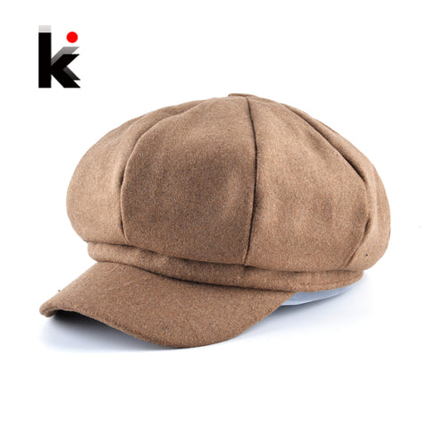 Top Fashion Solid Newsboy Caps Men And Women Warm Polyester Octagonal Hats For Autumn And Winter Unisex Casual Beret Toucas