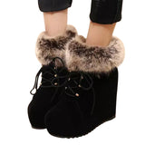 HEE GRAND Height Increasing Women Plush Round Toe Shoes Winter Women  Warm Ankle Boots Ladies Fashion Boots XWX6083