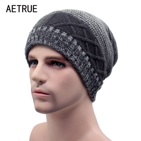 AETRUE Winter Beanie Knit Hat Skullies Beanies Men Caps Warm Baggy Balaclava Mask Fashion Winter Hats For Men Women Knitted Hat