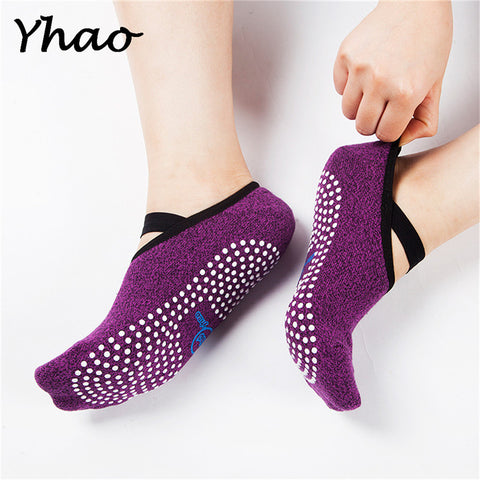 Yhao Perfect Anti-Slip Yoga Ankle Grip Cotton Pilates Socks Women Bandage breathe freely Yoga Ballet Socks Silicone Massage