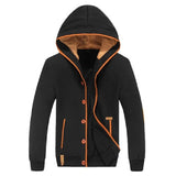 Sweatshirts Men Fleece Elbow Patch Hooded Single Breasted Hoodies Male Casual Sweatshirt Jacket Fashion Large size M-3XL