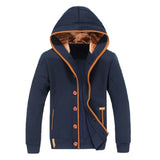 Sweatshirts Men Fleece Elbow Patch Hooded Single Breasted Hoodies Male Casual Sweatshirt Jacket Fashion Large size M-3XL