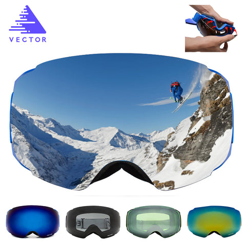 VECTOR New Brand Ski Goggles Double UV400 Anti-fog Big Ski Mask Glasses Skiing Professional Men Women Snow Snowboard Goggles