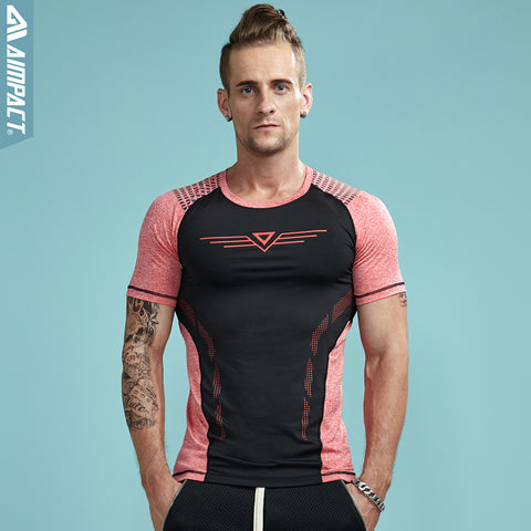 Aimpact 2017 New Men Tight Tshirts Fashion Sexy Slim Fit Workout Tees for Men Crossfit Elastic Patchwork T-shirt Male AM1031