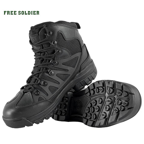 FREE SOLDIER ,Hiking Shoes For Mountain,Shoes For Camping,Climbing Imported Leather Breathable Outdoor Sports Tactical Men Boots