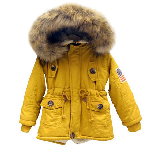 Girls Jackets & Coats Boys Clothes Kids 2017 Brand Fur Hooded Baby Girl Winter Jacket with Fleece Thick Warm Boys Coat Children