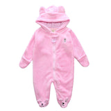 2017 Autumn Winter Baby Rompers Bear style baby coral fleece Hoodies Jumpsuit baby girls boys romper newborn toddle clothing