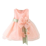 Girls Dresses for Party and Wedding with Flower Bow Sashes Soild Robe Enfant Princess Dresses Layered Tulle Baby Tutu Clothes