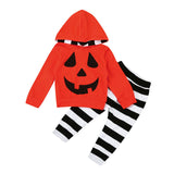 Baby Boy Clothes 2017 Autumn Fashion Infant Baby Boy Girls Pumpkin Hooded Blouse +Stripe Pants Halloween Outfits Set