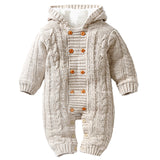 IYEAL Thick Warm Infant Baby Rompers Winter Clothes Newborn Baby Boy Girl Knitted Sweater Jumpsuit Hooded Kid Toddler Outerwear