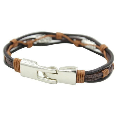 Alloy Leather Genuine Leather Strap Bracelets Rope Black Silver Brown Braided