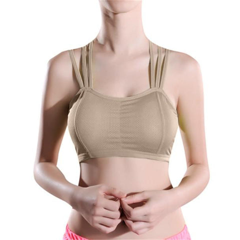 Women Lady Sports Yoga Athletic Solid Wrap Chest Strap Vest Tops Bra BG