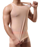 Men's Sexy See-through Sheer Mesh Bodysuit Vest  Leotard Unitard BK L