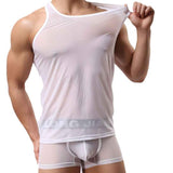 Men's Sexy See-through Sheer Mesh Bodysuit Vest  Leotard Unitard BK L