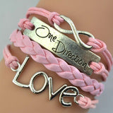 One Direction Infinity Love Hand-knitted Leather Charm Chain Bracelet PK