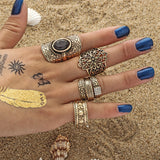 4pcs/Set Women Bohemian Vintage Silver Stack Rings Above Knuckle Rings