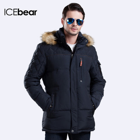 ICEbear 2017 Winter New Jacket Men Warm Coat Fashion Casual Parka Medium-Long Thickening Coat Men For Winter 15MD927D
