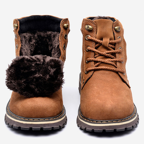 Full grain leather Men Winter Boots Size 38~50 Handmade Warm Men Winter Shoes #8988