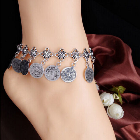 Tribal Ethnic Coin Tassel Gypsy Festival Turkish Beach Anklet Jewelry