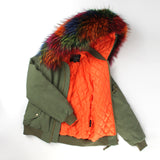 JAZZEVAR high fashion street women's army green winter jacket female warm bomber coat hooded large raccoon fur outwear