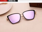 2017 cat eye  large square women sunglasses ladies street fashion trendsetter face color film reflective retro brand glasses