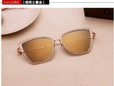2017 cat eye  large square women sunglasses ladies street fashion trendsetter face color film reflective retro brand glasses