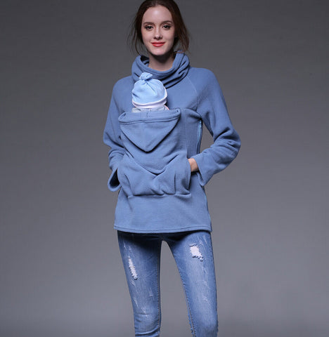 Fashion Women Maternity Kangaroo Hooded Baby Carriers Sweatshirts Hoodies Jacket Coat