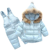 Autumn - winter baby coats kids girls Jacket + pants overalls suit Raccoon Fur Infant clothes for boys clothing 1-4 years old