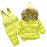 Autumn - winter baby coats kids girls Jacket + pants overalls suit Raccoon Fur Infant clothes for boys clothing 1-4 years old