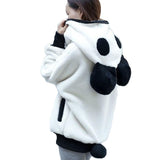 Cute Bear Ear Panda Winter Warm Hoodie Coat Women Hooded Jacket Outerwear